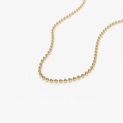 14k Solid Gold Round Bead Ball Chain Necklace