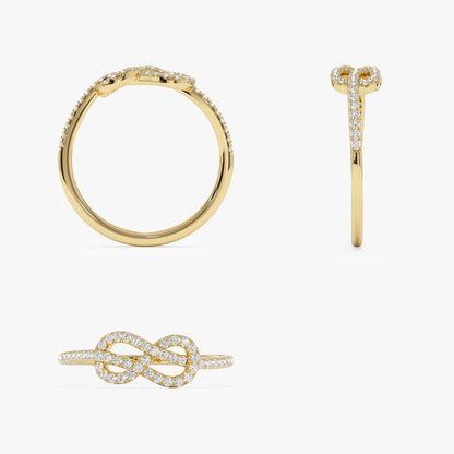 14K Solid Gold Round Diamond Infinity Knot Ring 0.24 ctw