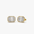 14k Gold Diamond Baguette Step Cut Mosaic Illusion Stud Earrings Invisible Bezel 0.80 ctw