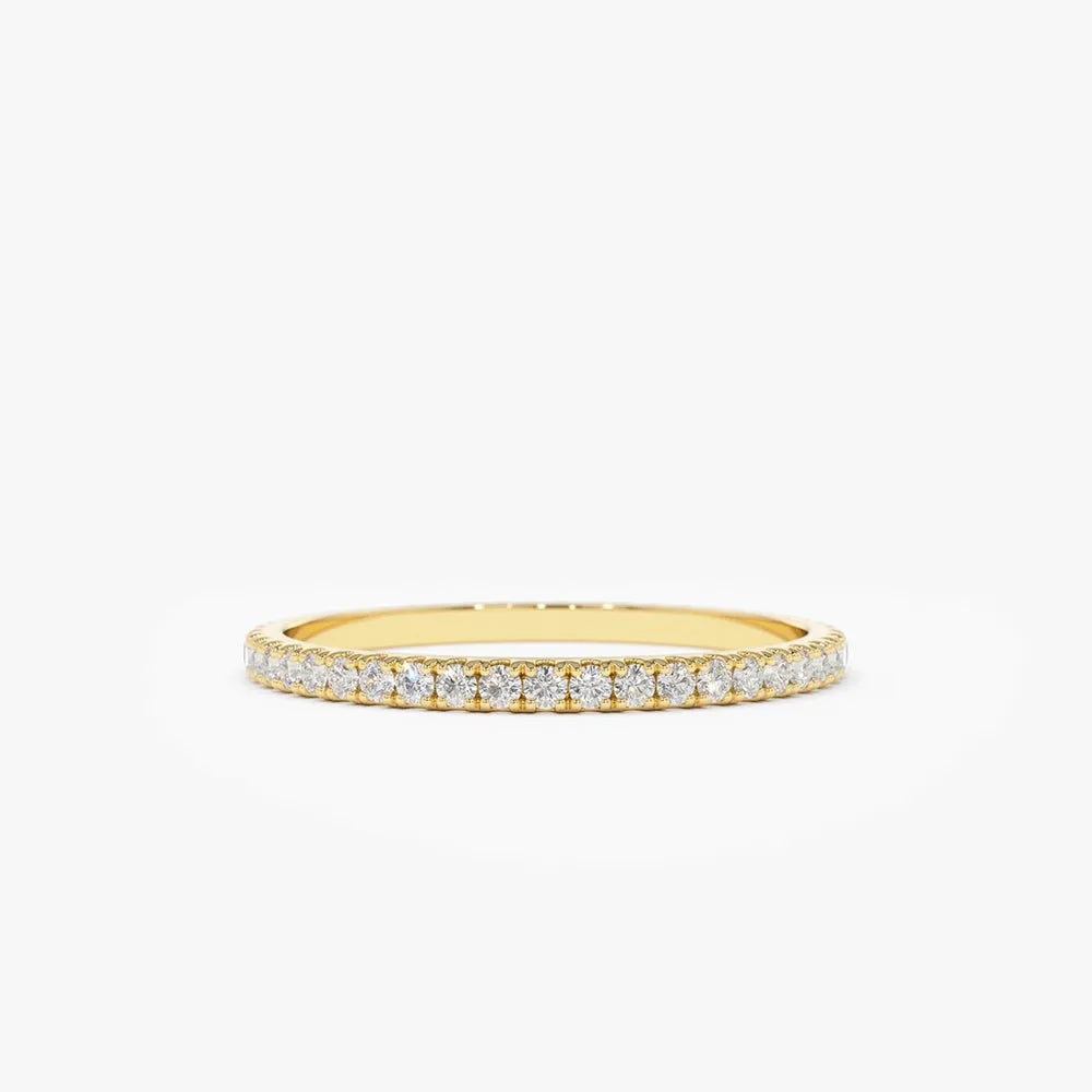 14K Gold Round Diamond Full Eternity Micro Pave Ring
