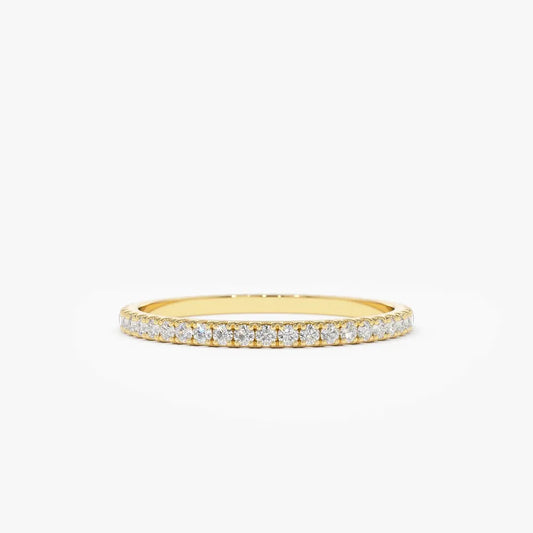 14K Gold Round Diamond Full Eternity Micro Pave Ring