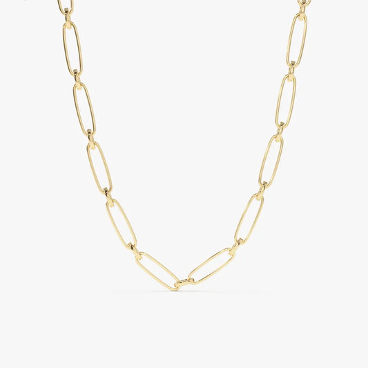 14k Solid Gold Oval Link Chain Necklace