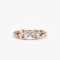 14K Gold Baguette Diamond Stackable Cluster Ring 0.27 Carat