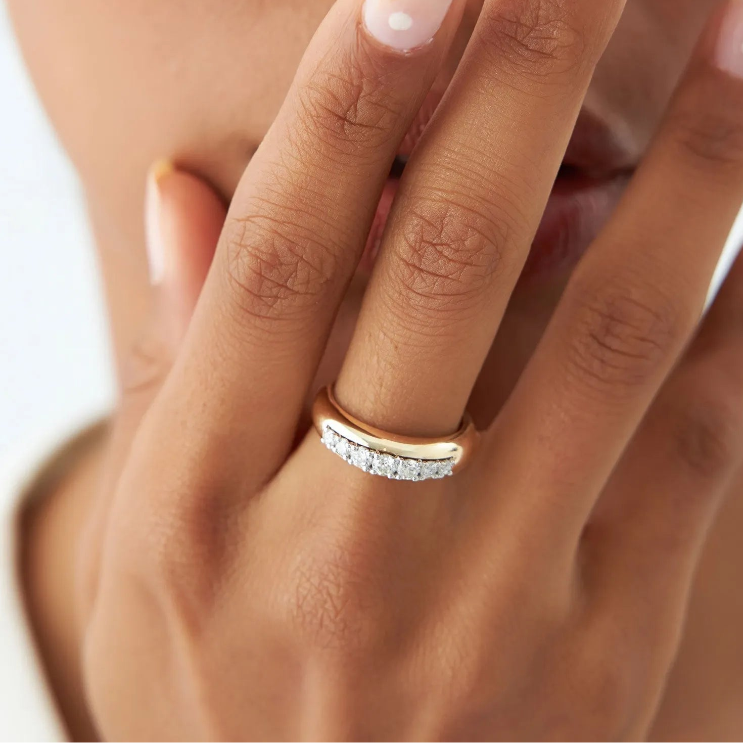 14k Solid Gold Round Diamond 0.45 Carat Dome Ring