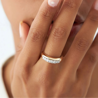 14k Solid Gold Round Diamond 0.45 Carat Dome Ring