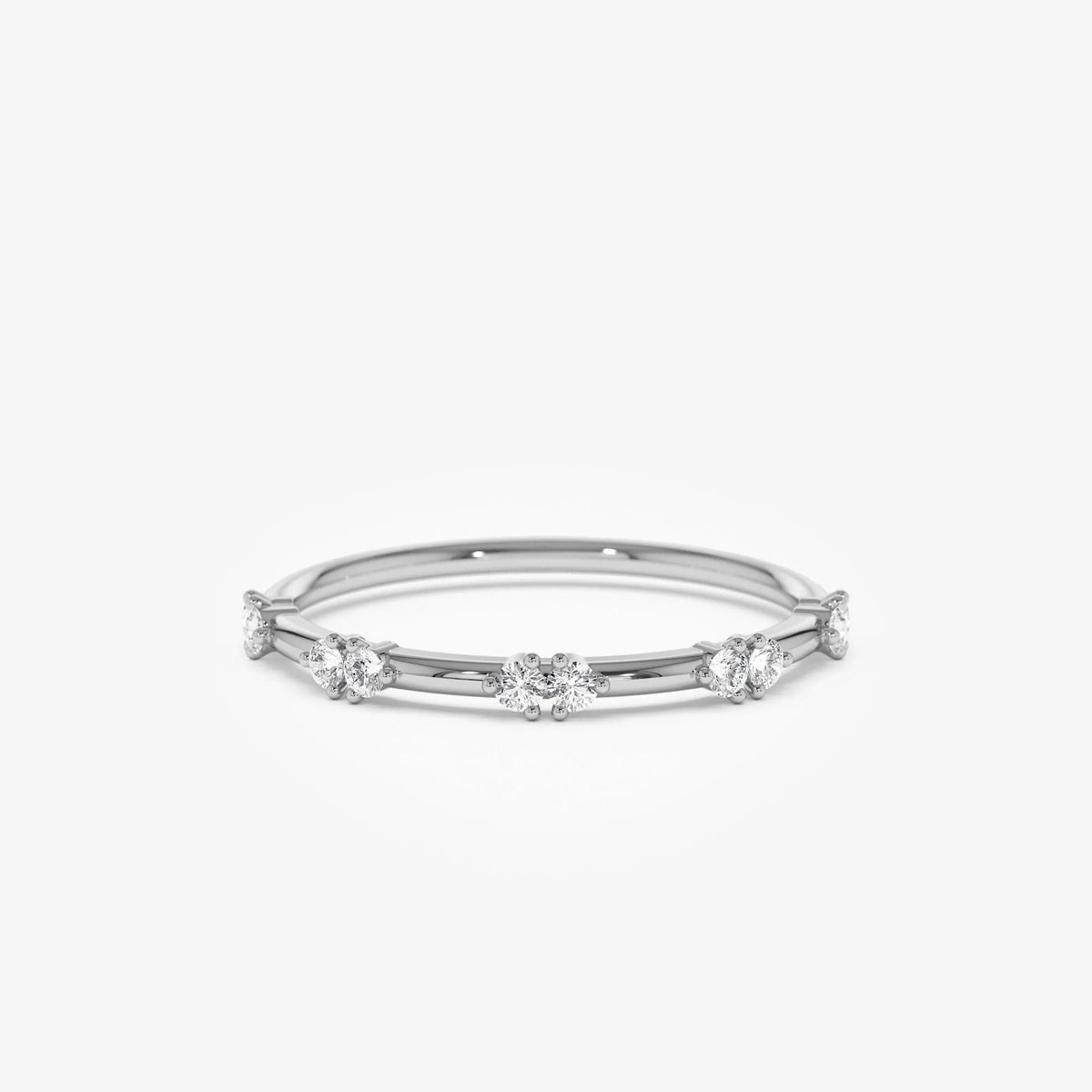 14k Solid Gold Round Diamond Stacking Wedding Band 0.16ctw Prong Setting