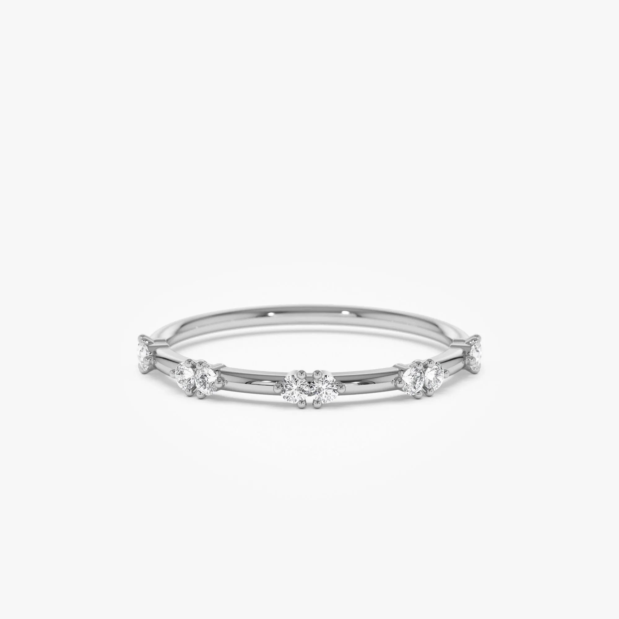14k Solid Gold Round Diamond Stacking Wedding Band 0.16ctw Prong Setting