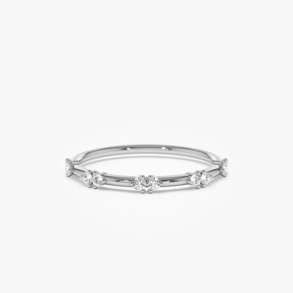 14k Solid Gold Round Diamond Stacking Wedding Band 0.16ctw Prong Setting