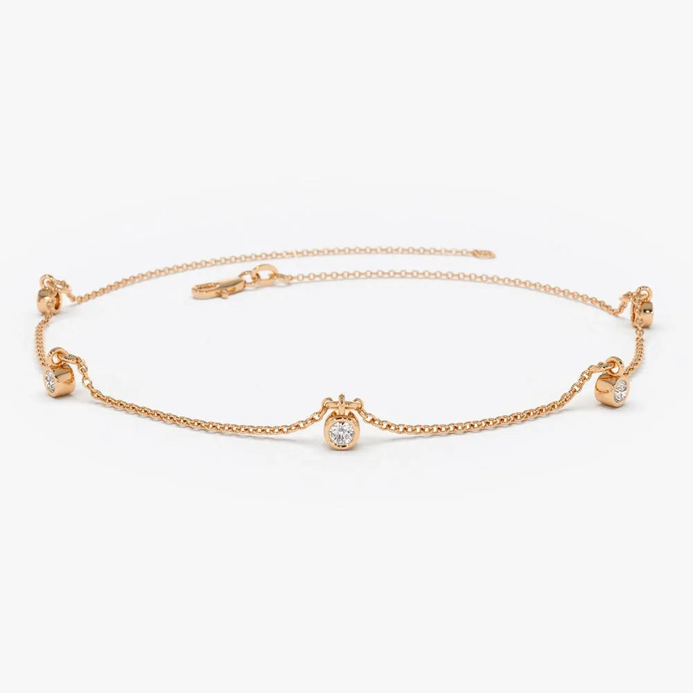 Elegant 14K Gold Diamond by The Yard Dangling Solitaire Bracelet