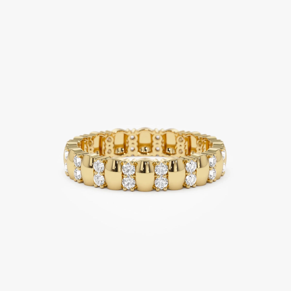 14k Solid Gold Round Diamond Double Row Eternity Ring 0.34 Carat