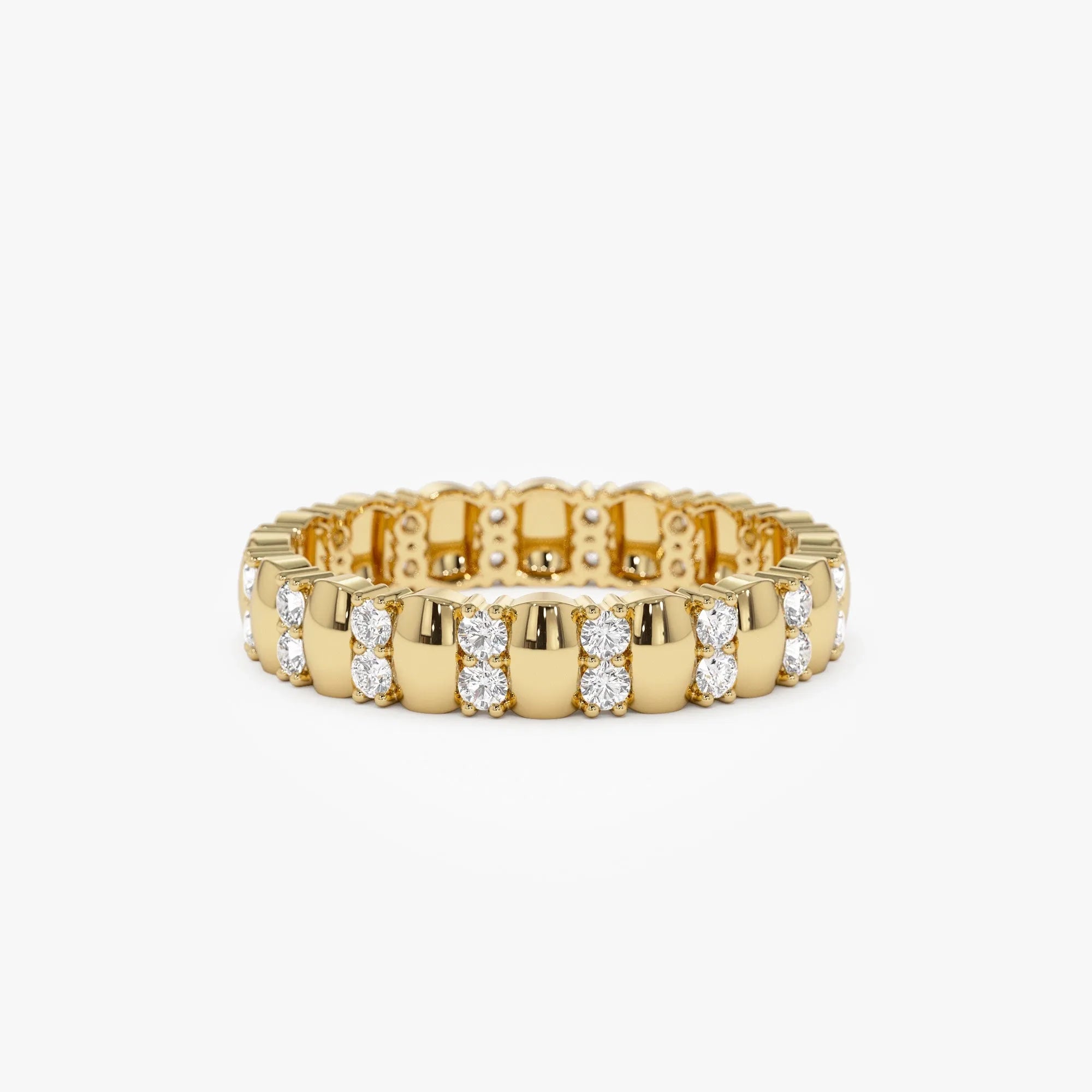 14k Solid Gold Round Diamond Double Row Eternity Ring 0.34 Carat