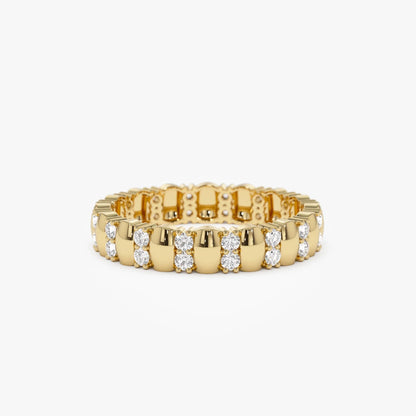 14k Solid Gold Round Diamond Double Row Eternity Ring 0.34 Carat