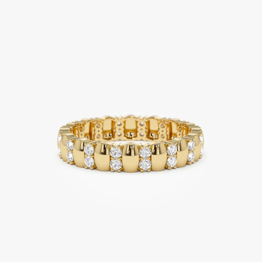 14k Solid Gold Round Diamond Double Row Eternity Ring 0.34 Carat