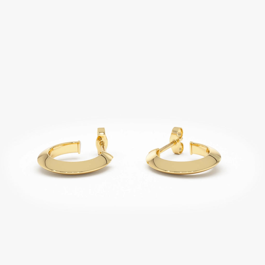 14k Yellow Gold Knife Edge Hoop Earrings 15mm Outer Diameter 2.8mm Width