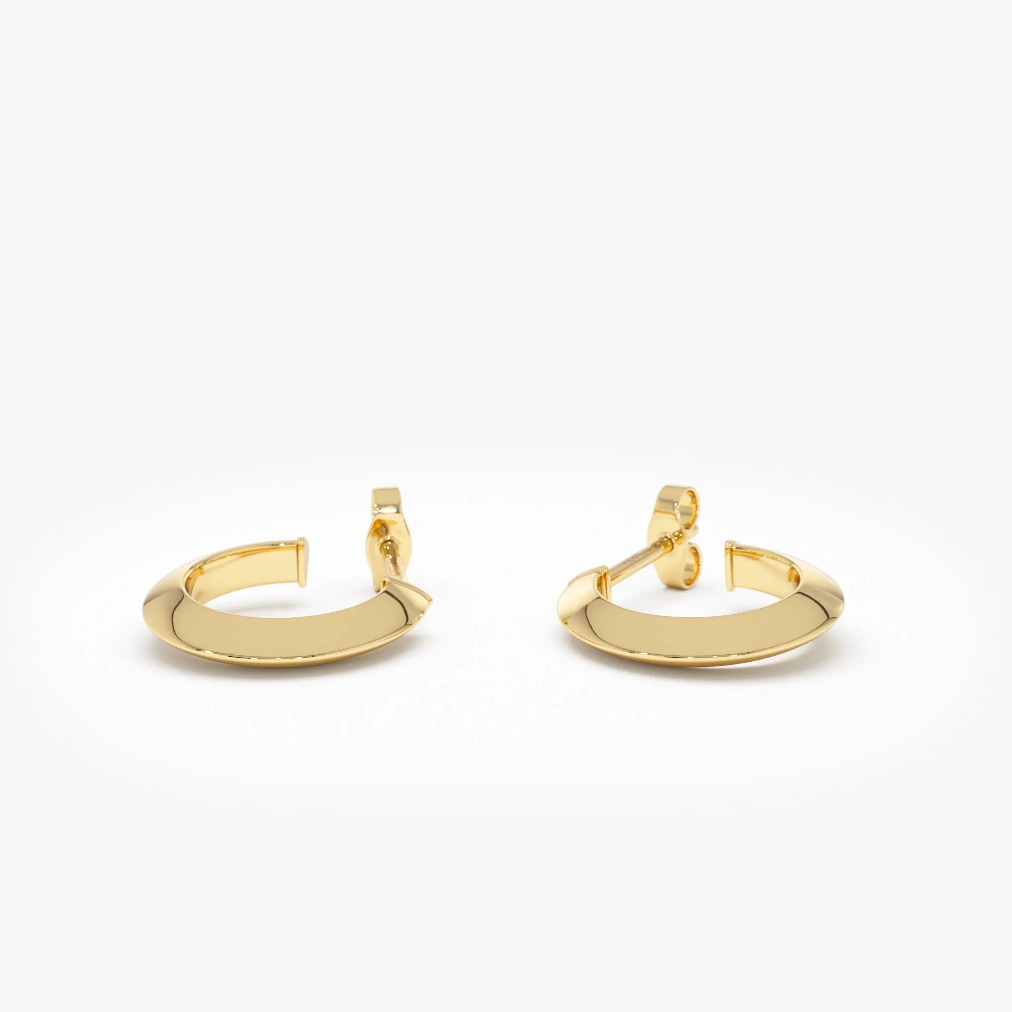 14k Yellow Gold Knife Edge Hoop Earrings 15mm Outer Diameter 2.8mm Width