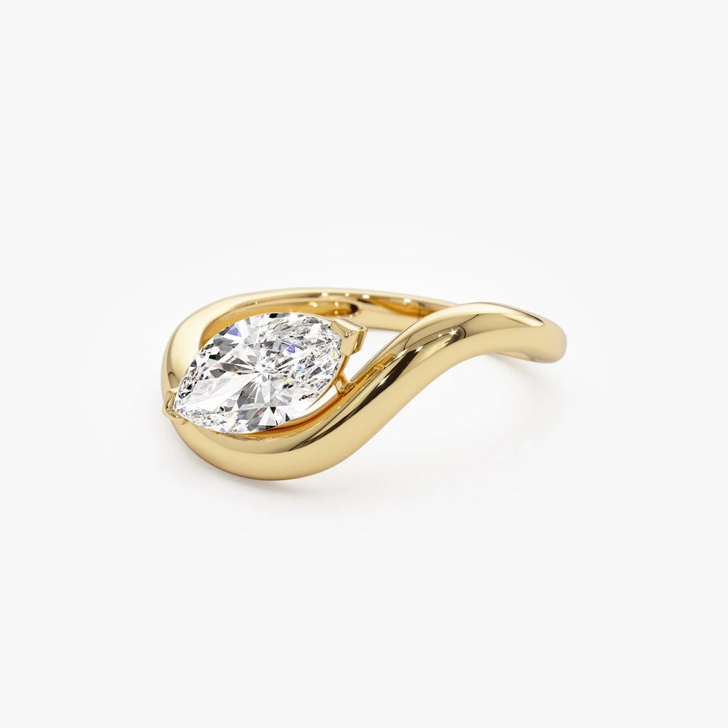 14k Gold 1.00 ctw Marquise Lab Grown Diamond Sleek Engagement Ring Rylee