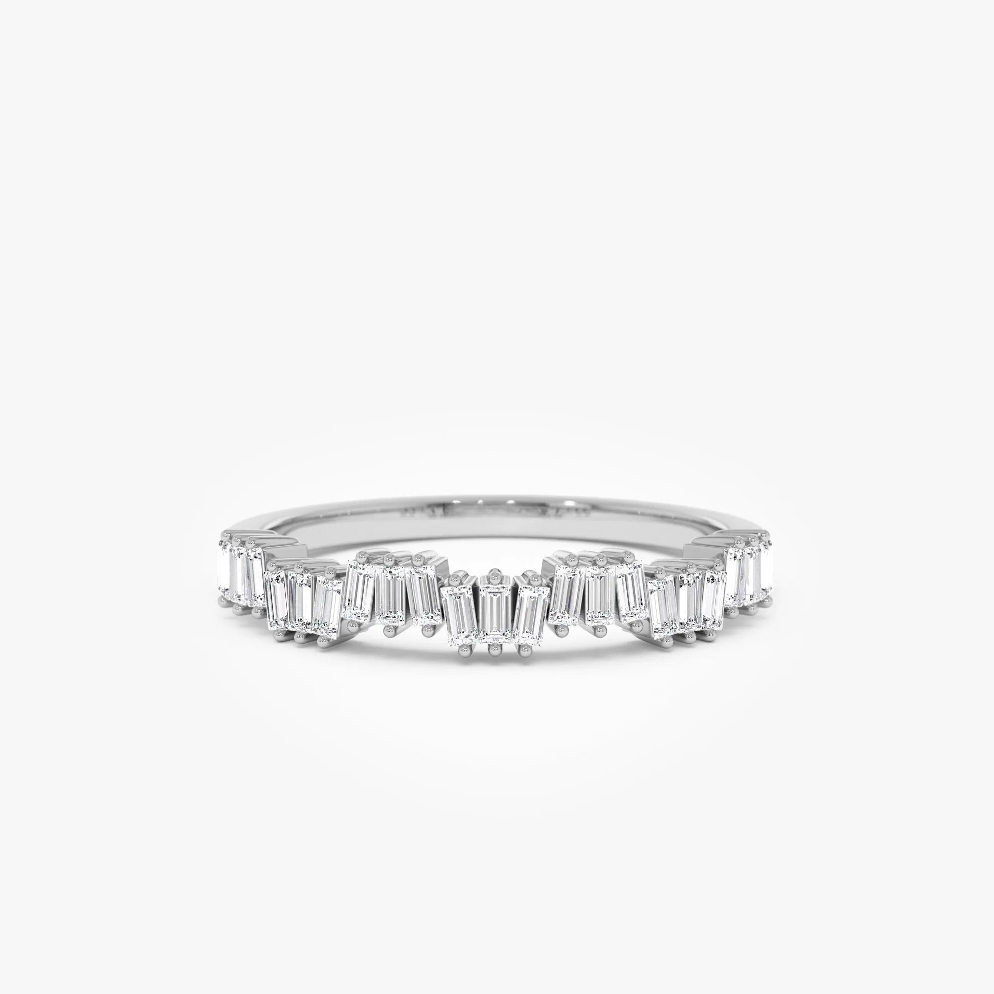 14k Gold Baguette Diamond 0.30 CTW 3mm Asymmetrical Wedding Ring