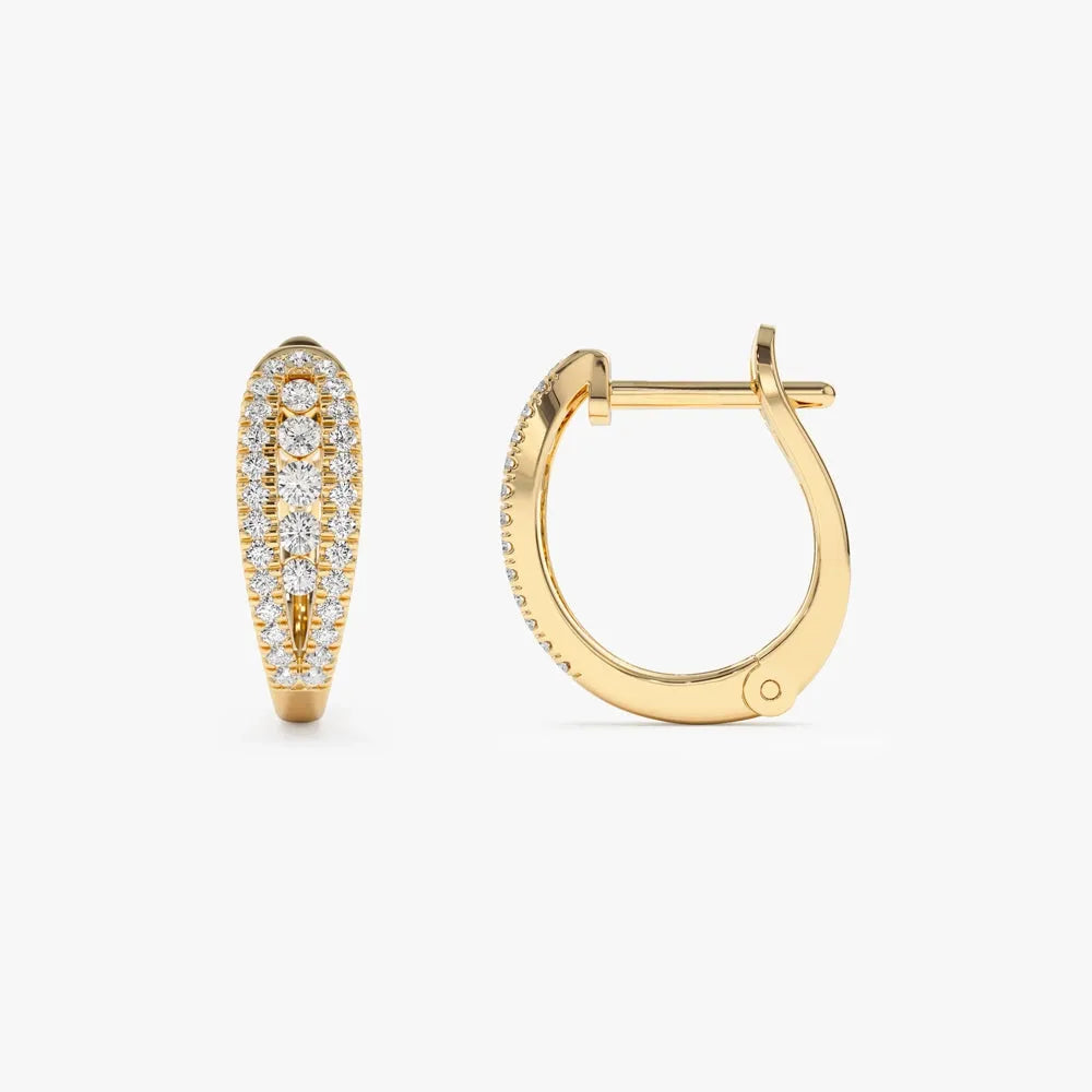 14k Gold Diamond Round Cut Huggie Earrings 0.43 ctw