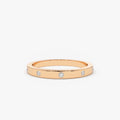 14K Solid Gold Round Diamond Burnish Set Wedding Ring 0.10 Carat