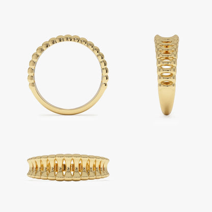 14k Gold Sculptural Wide Band Ring Wide Graduated Statement Band