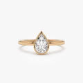 14k Gold Lab Grown Diamond Pear Shaped Bezel Setting Engagement Ring Arianna 0.75 to 1.50 ctw
