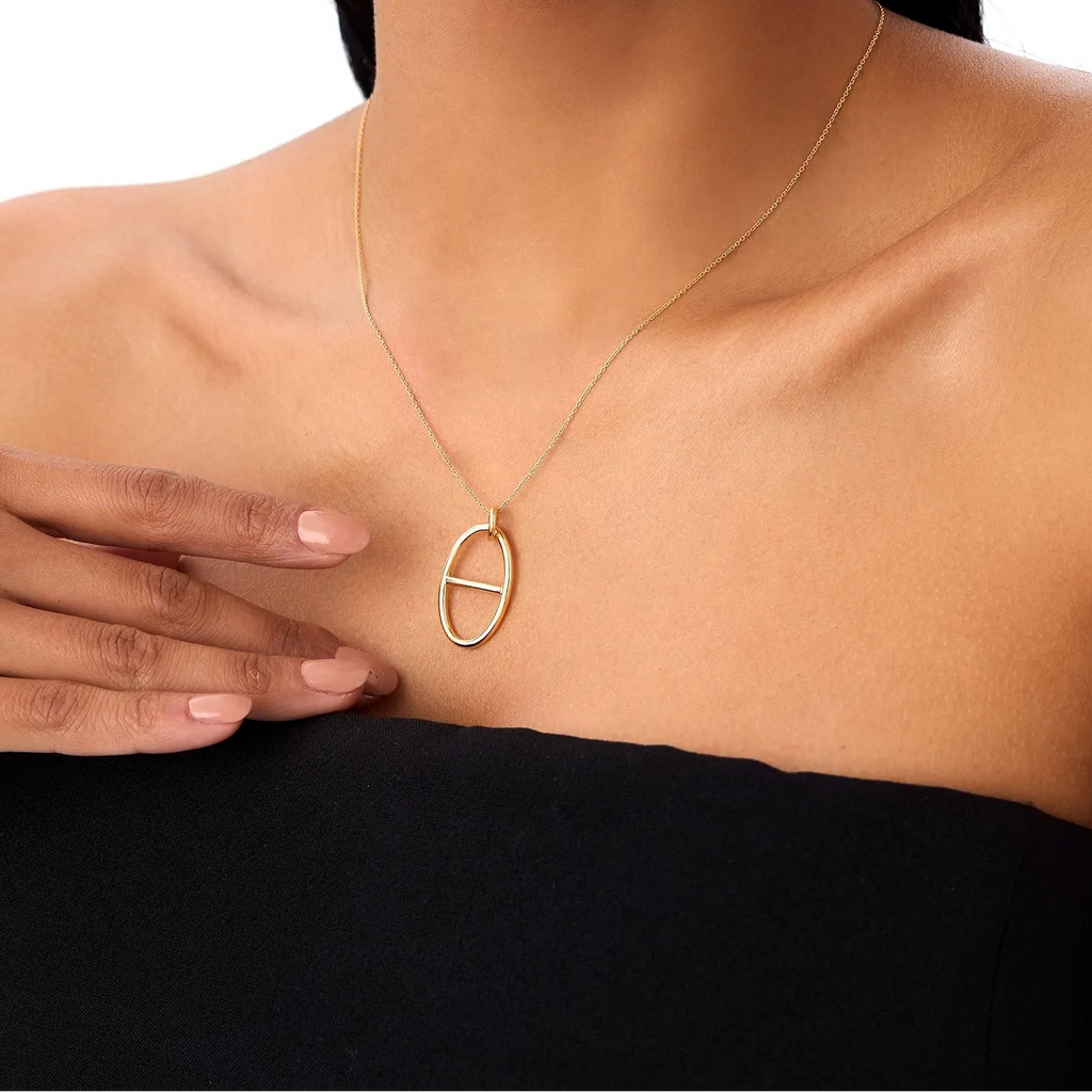 14k Solid Gold Minimalist Oval Pendant Necklace