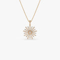 14K Solid Gold Baguette and Round Diamond Unique Statement Necklace 0.90ctw