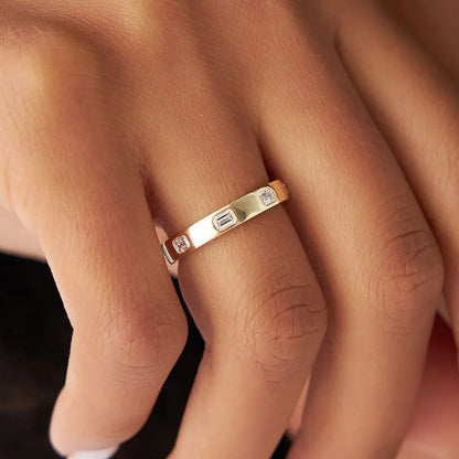 14k Solid Gold Emerald Cut Diamond Full Eternity Flush Setting Band 0.85 Carat