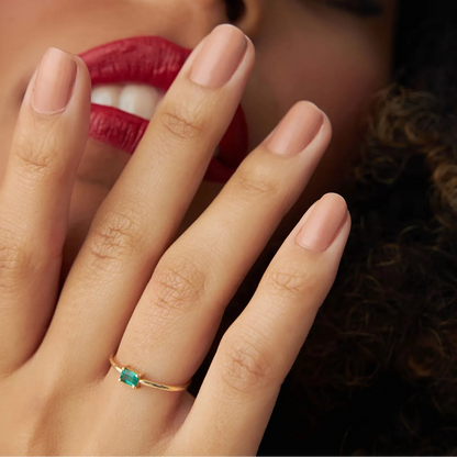 14K Solid Gold Octagon Emerald Ring 0.25 CTW Handcrafted Custom Jewelry