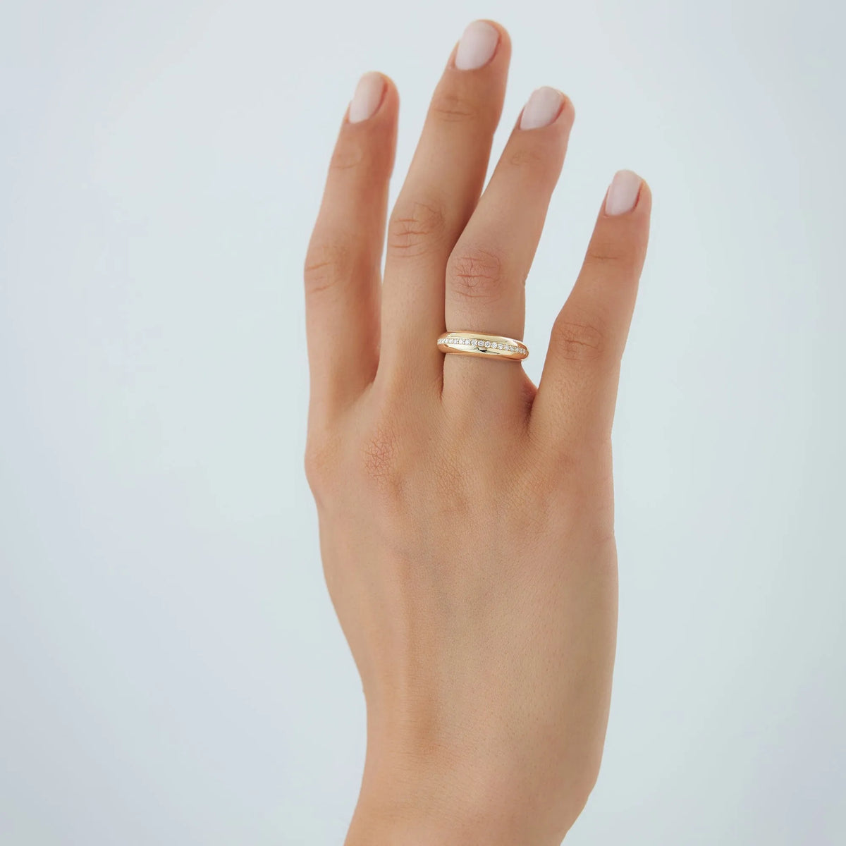 14K Solid Gold Round Diamond 0.20 Carat Dome Balloon Ring
