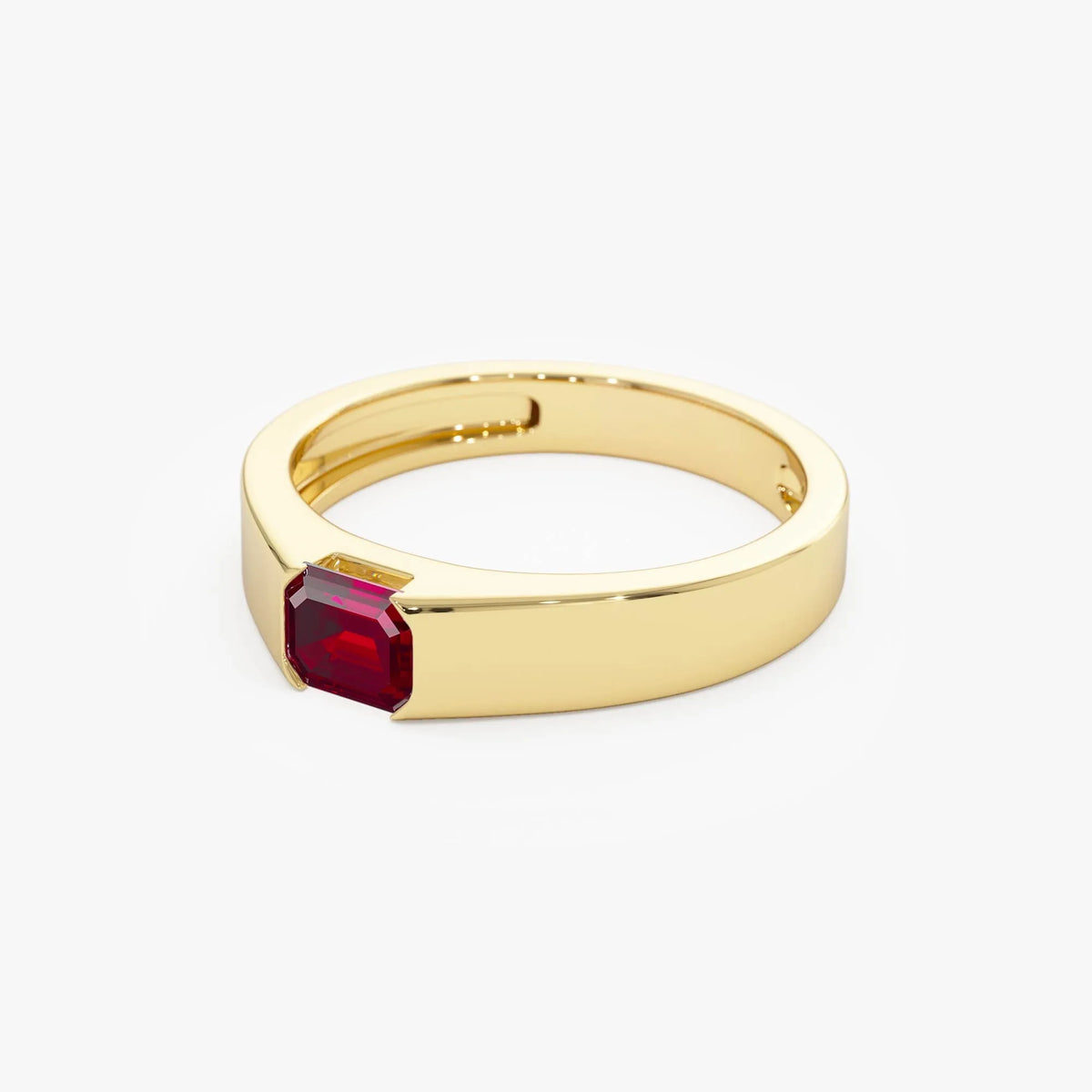 14k Gold Ruby Emerald Cut Octagon Solitaire Ring 0.56 ctw