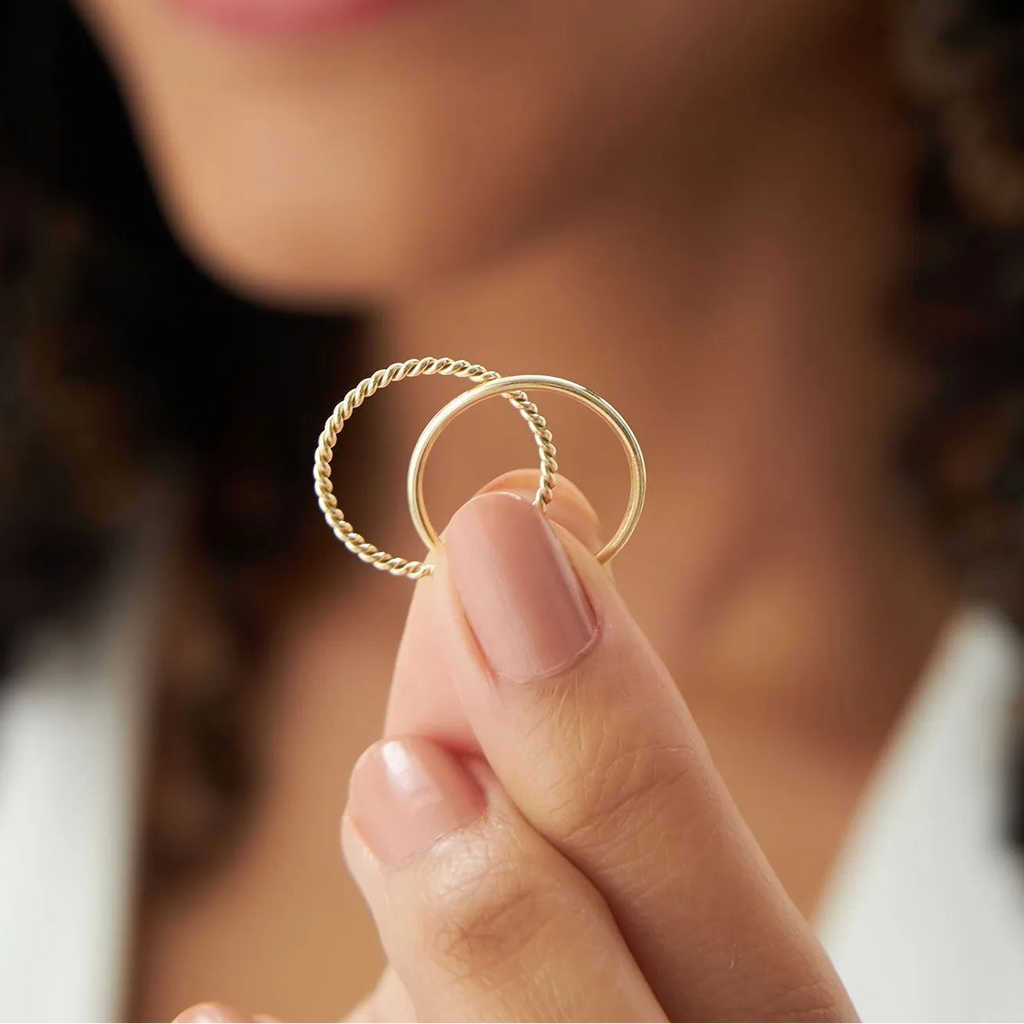 14K Solid Gold 1.2mm Minimalist Classic Wedding Band Ring