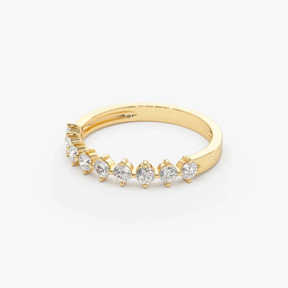 14k Gold Round Diamond 9 Stone Prong Set Women's Wedding Ring 0.50 Carat