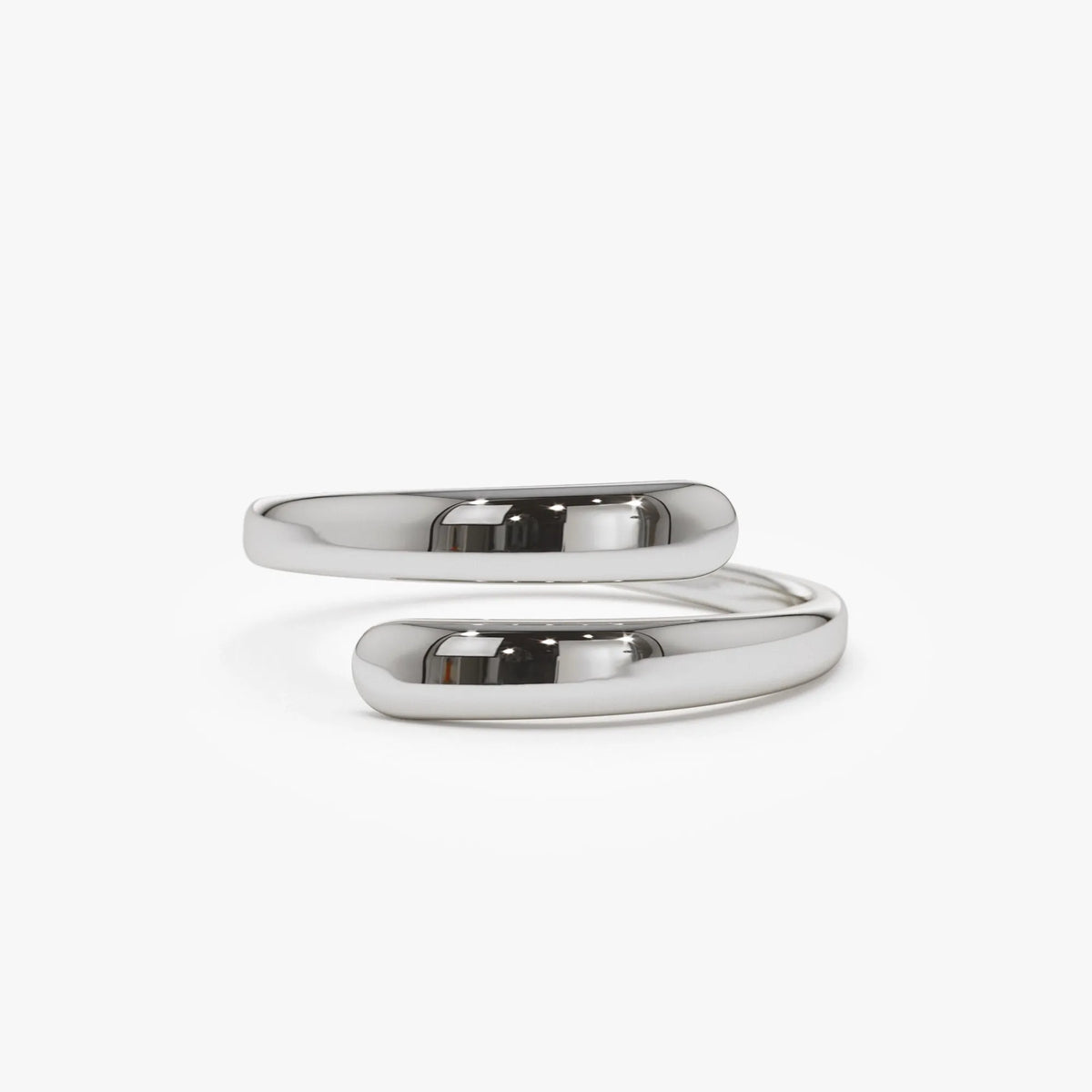 14k Solid Gold Plain Crossover Statement Ring