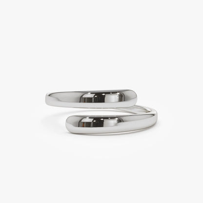 14k Solid Gold Plain Crossover Statement Ring