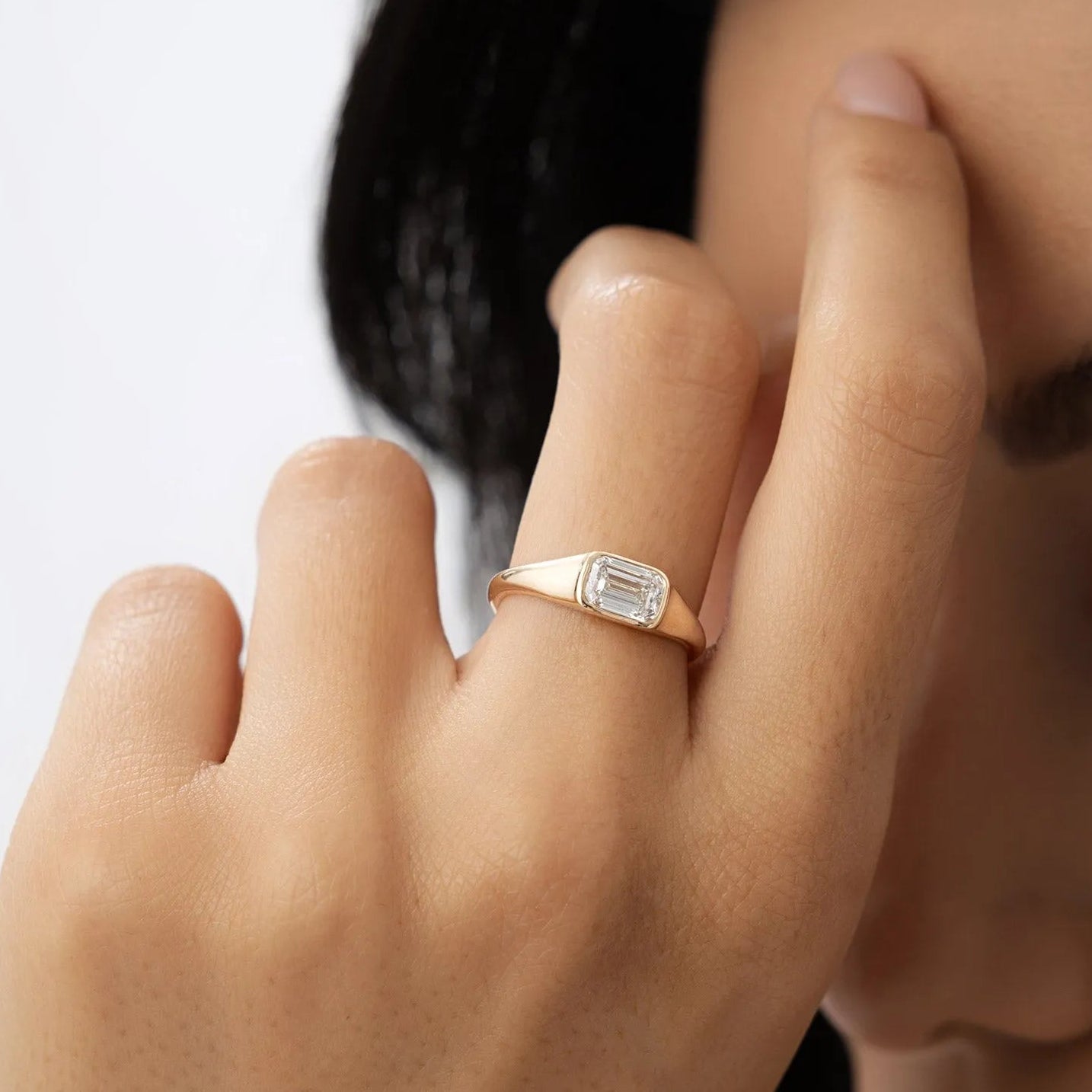 14k Gold 1.00 ctw Emerald Cut Lab Grown Diamond Remi Solitaire Ring