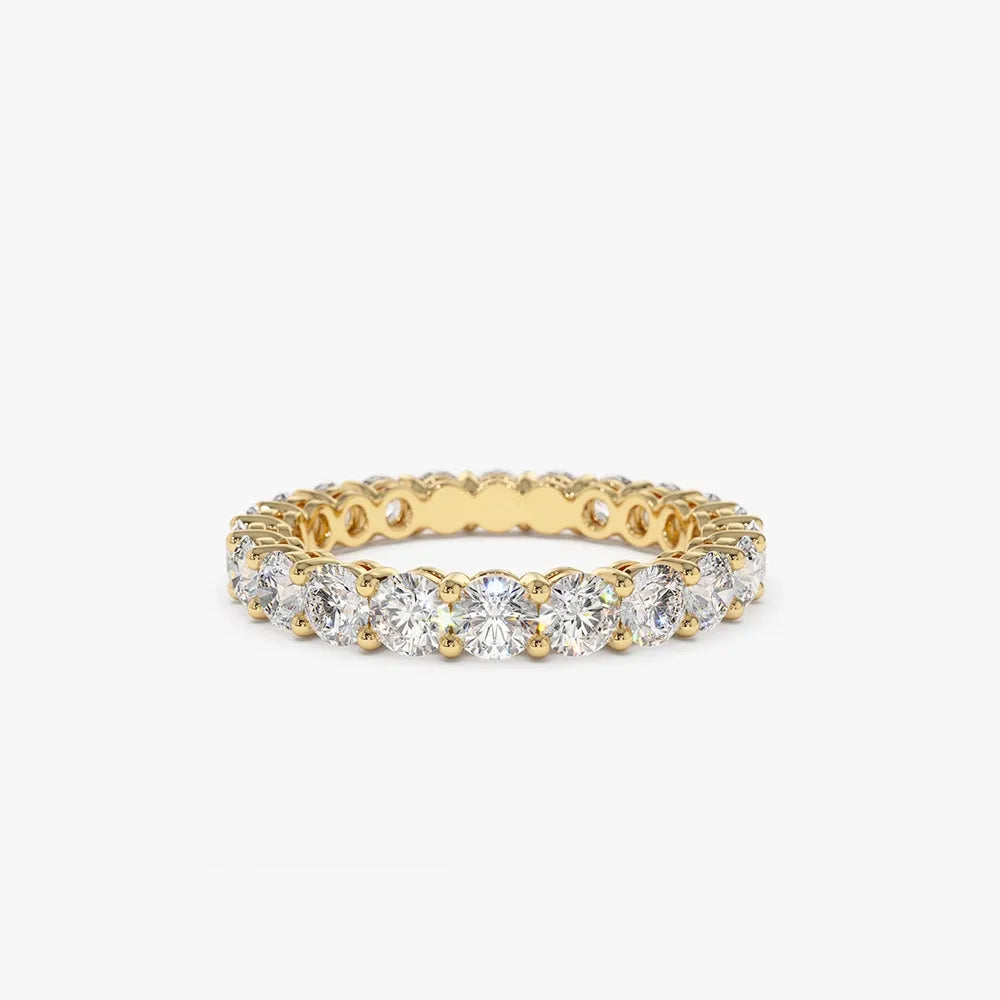 14k Gold Round Diamond Full Eternity Ring Basket Setting 2.25ctw