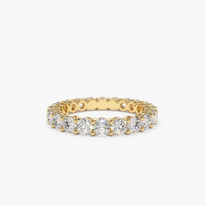14k Gold Round Diamond Full Eternity Ring Basket Setting 2.25ctw