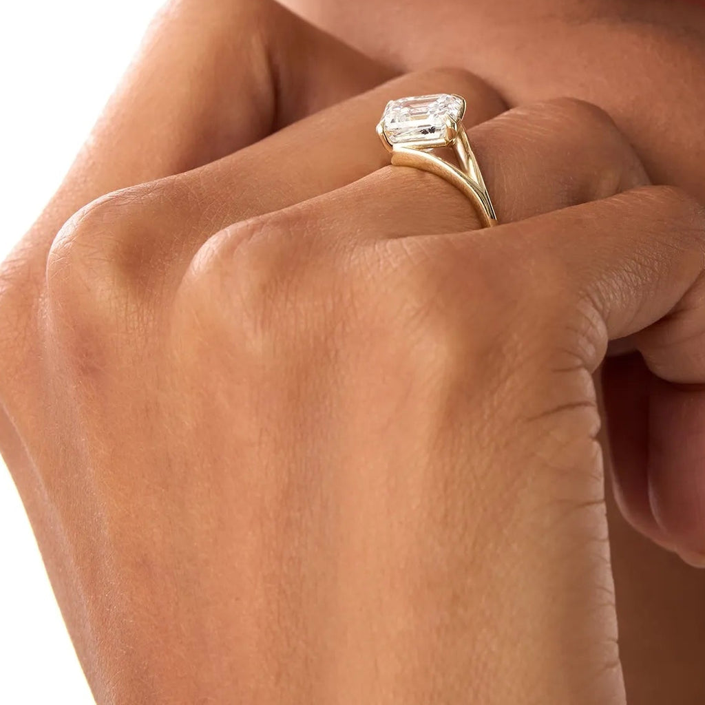 3.00 Ctw Asscher Cut Lab Grown Diamond Engagement Ring in 14K Gold