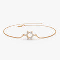 14K Solid Gold 0.065 CTW Round Diamond Star of David Bracelet