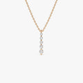 14K Solid Gold 0.22 CTW Round Diamond Bar Necklace