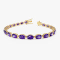 14K Yellow Gold 11.65 ctw Oval Amethyst 4 Prong Tennis Bracelet