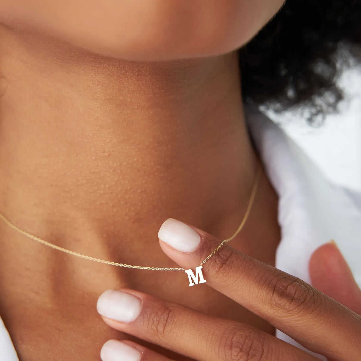 14k Solid Gold Personalized Initial Letter Pendant Necklace