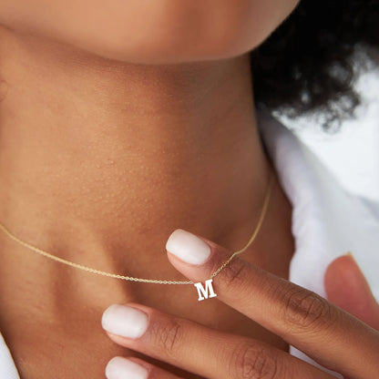 14k Solid Gold Personalized Initial Letter Pendant Necklace