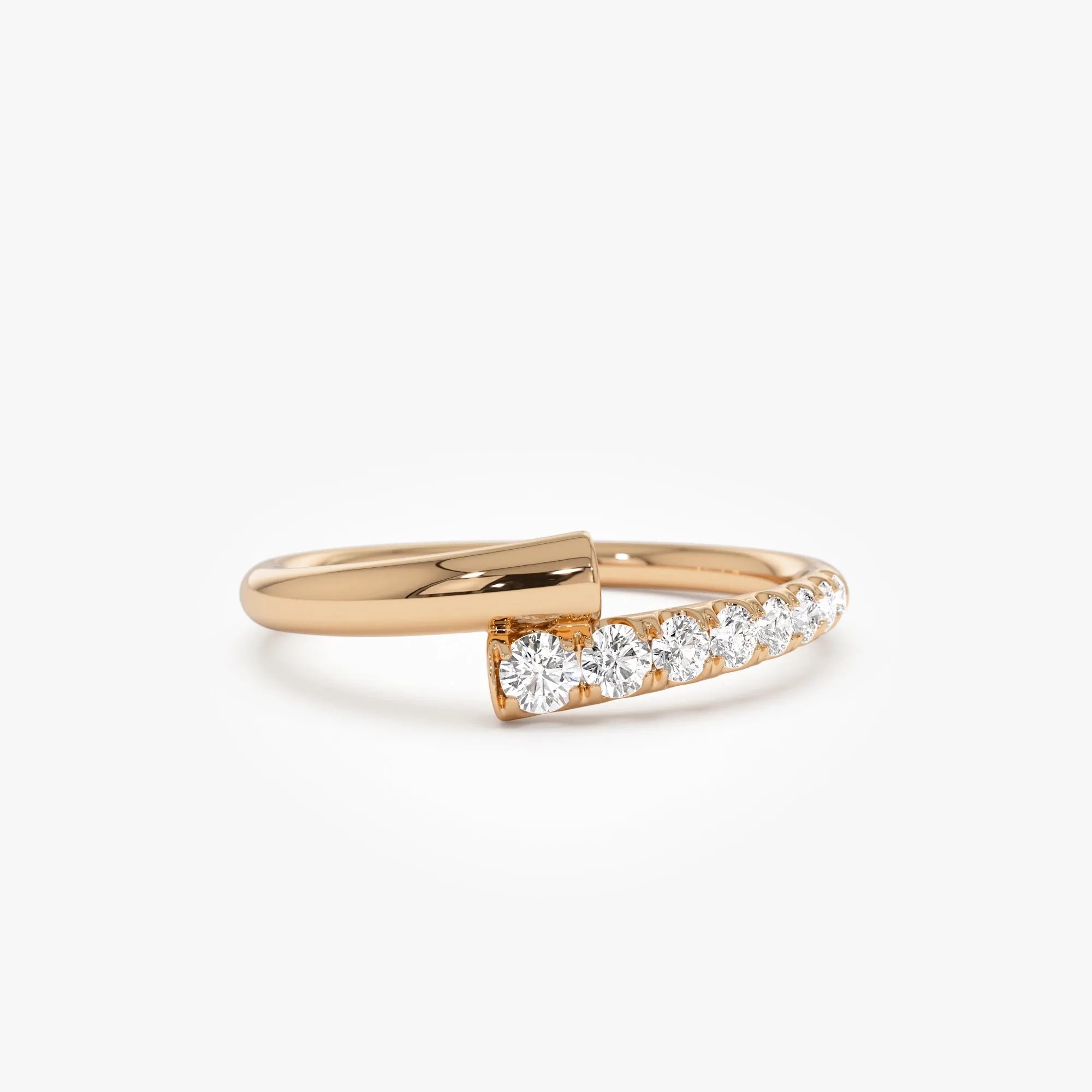 14k Gold 0.23ctw Round Diamond Pave Bypass Ring