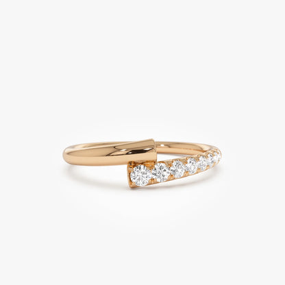 14k Gold 0.23ctw Round Diamond Pave Bypass Ring