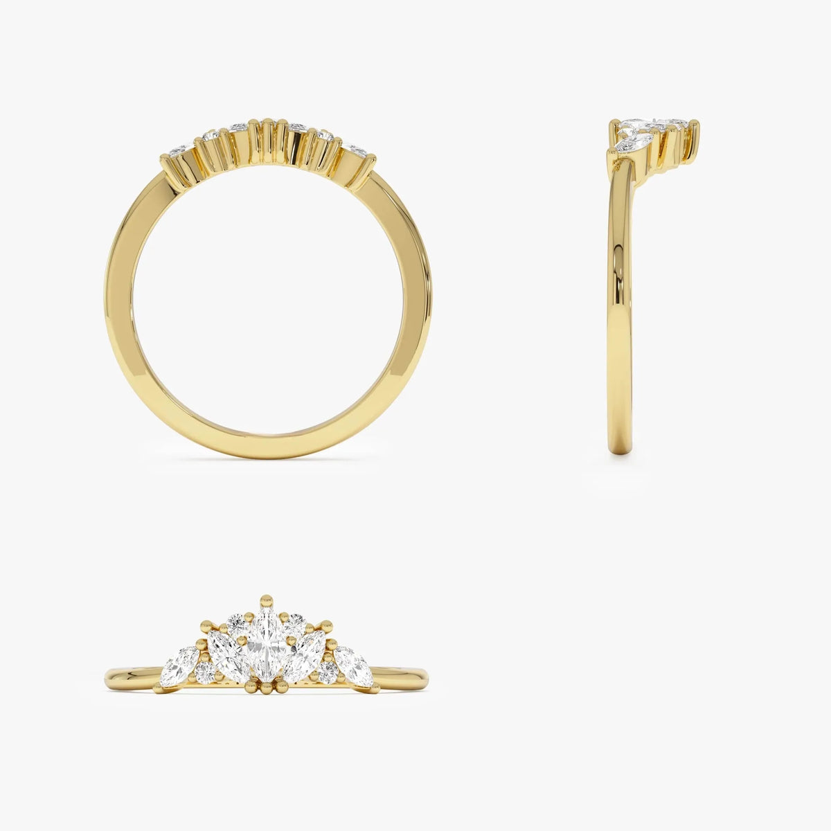 14k Solid Gold Marquise Diamond 0.30 Carat Stackable Band Ring