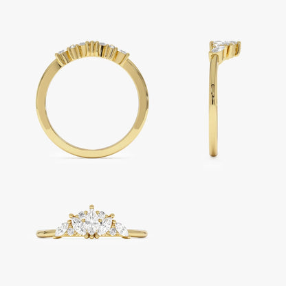 14k Solid Gold Marquise Diamond 0.30 Carat Stackable Band Ring