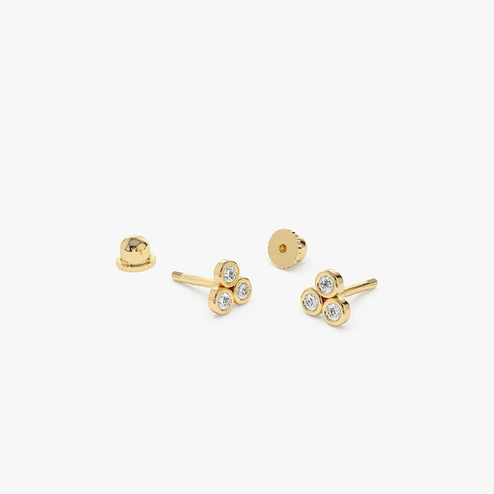 14k Gold Diamond Round Cut Trio Helix Piercing Single Earring 0.07 ctw