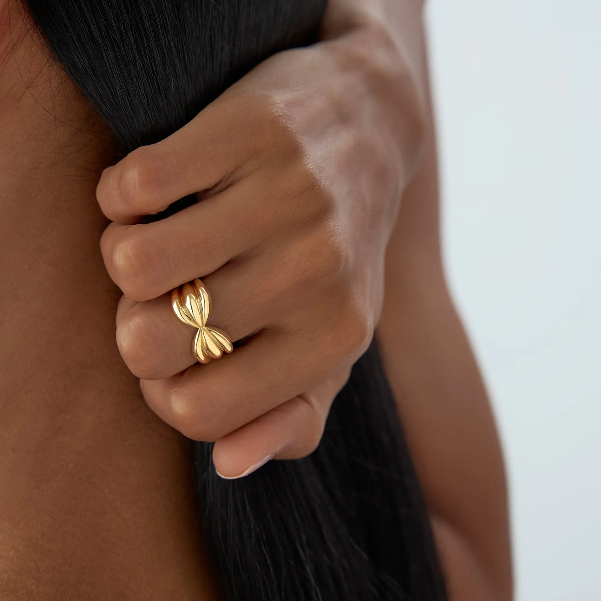 14k Solid Gold Bold Sculpted Dome Ring